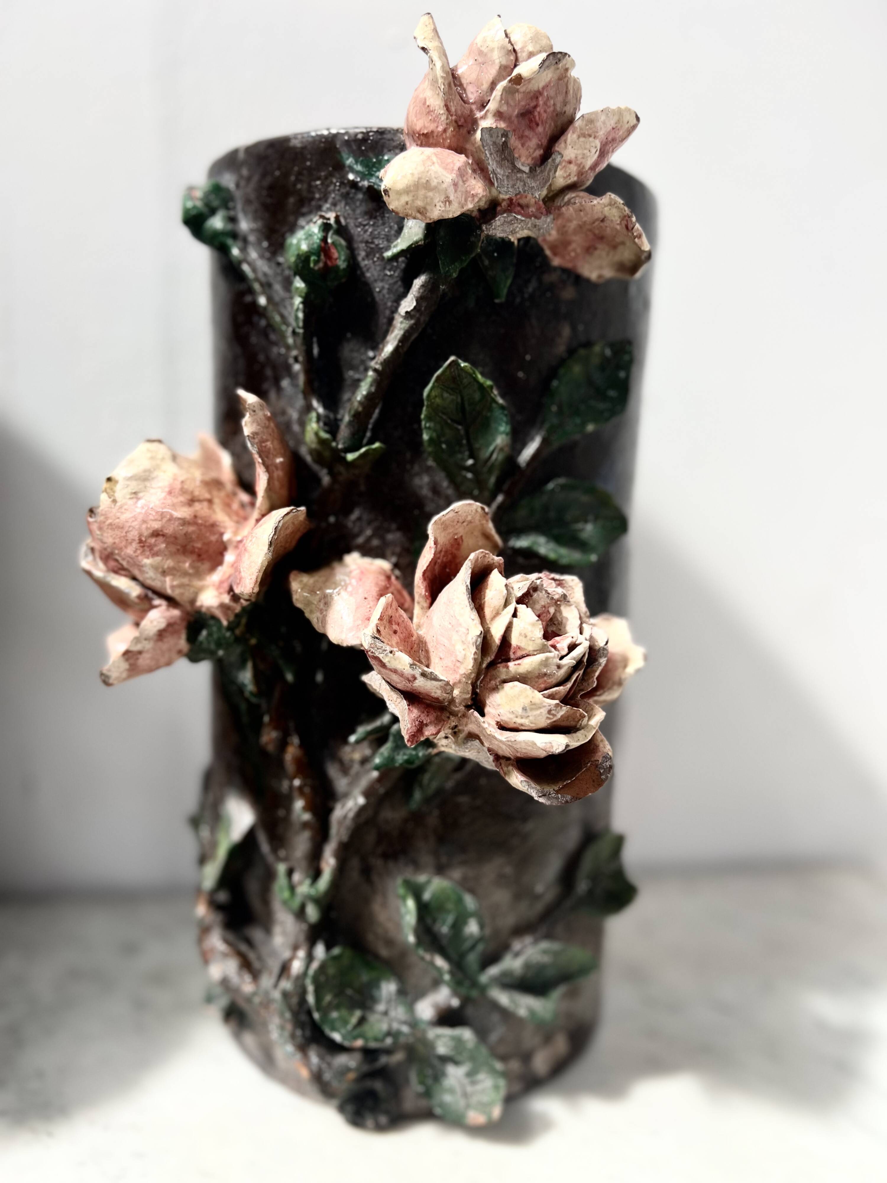 Pair of 20th century slip tube vases