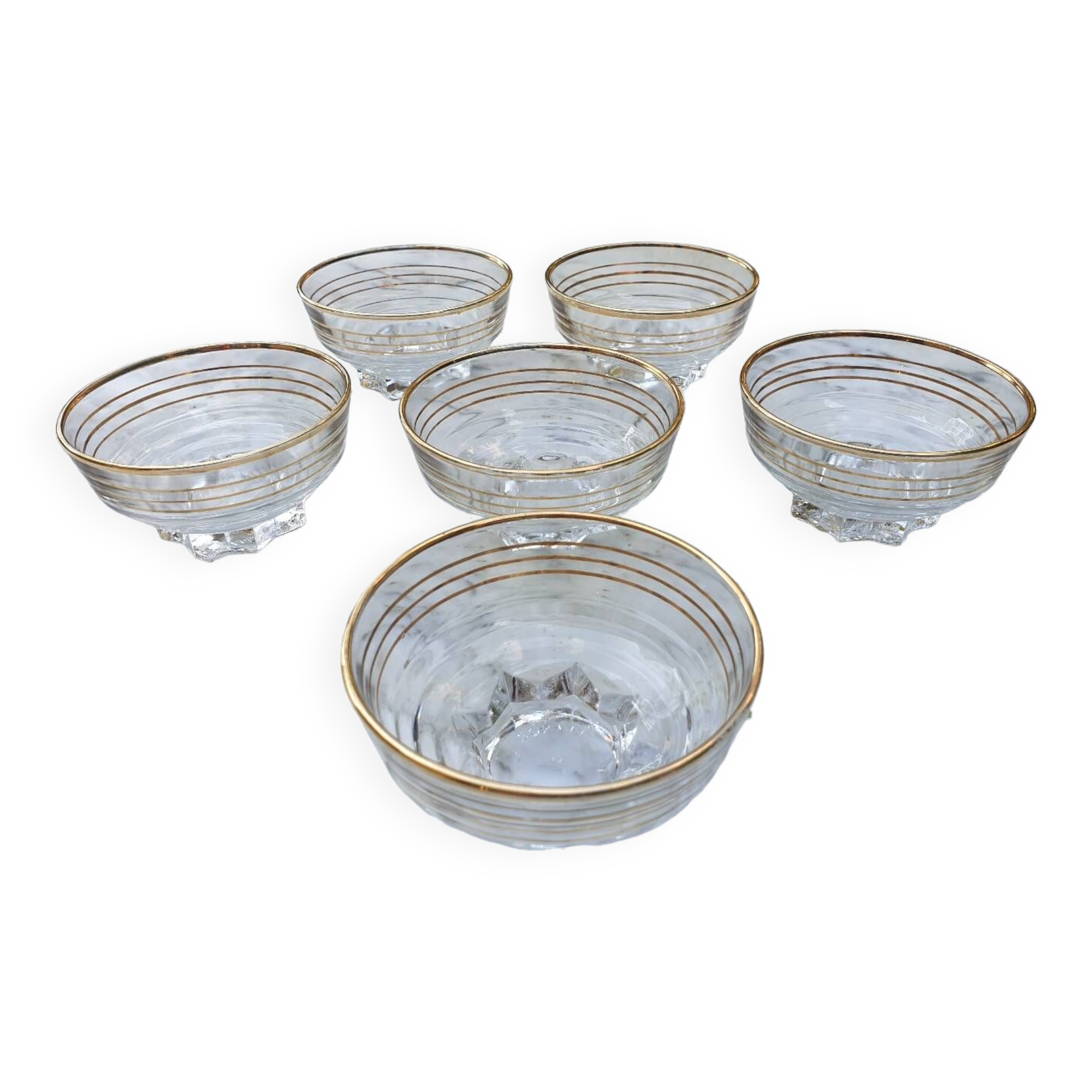 6 golden cut glasses from the 1930s