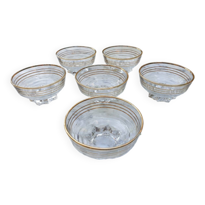 6 verres coupes dorés années 30