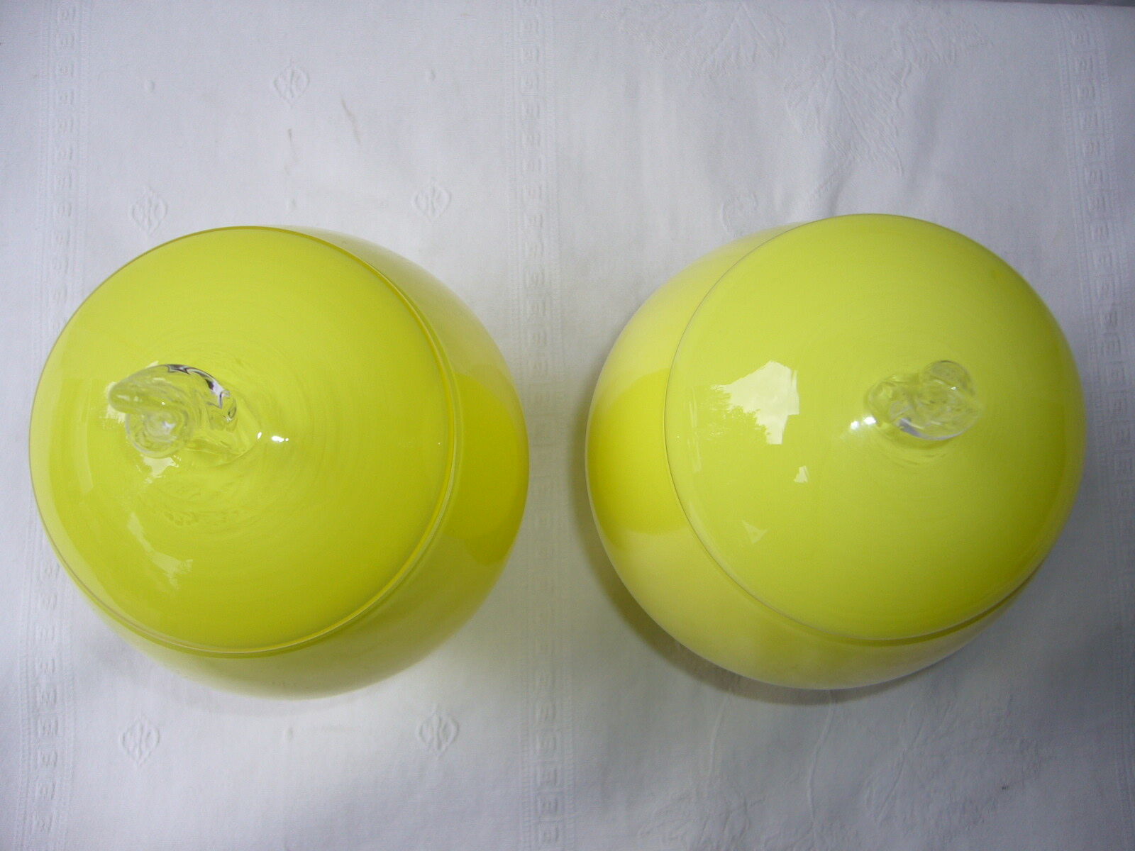 vintage yellow opaline covered jars