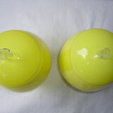 vintage yellow opaline covered jars