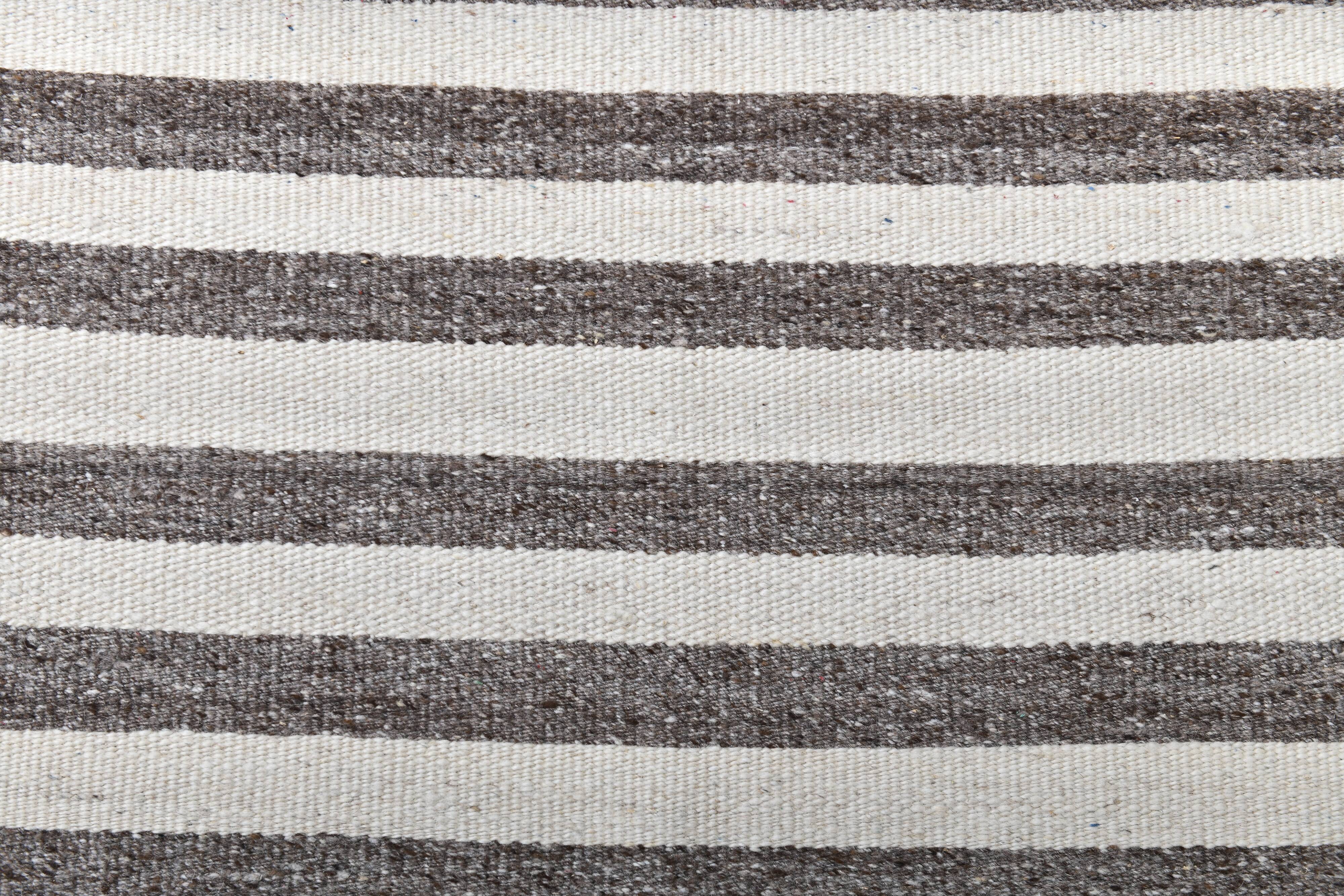 brown cream wool runner kilim , kilim for corridor  76x268 cm