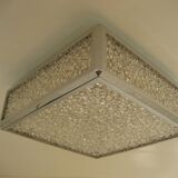 Vintage ceiling lamp with plastic sheets in chomed profiles 46x46 cm