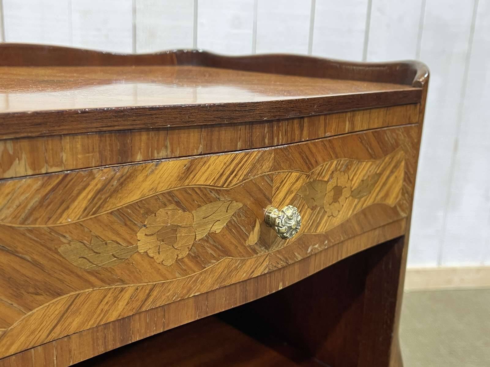 Louis XV style bedside table in rosewood and oak from the 1970s.