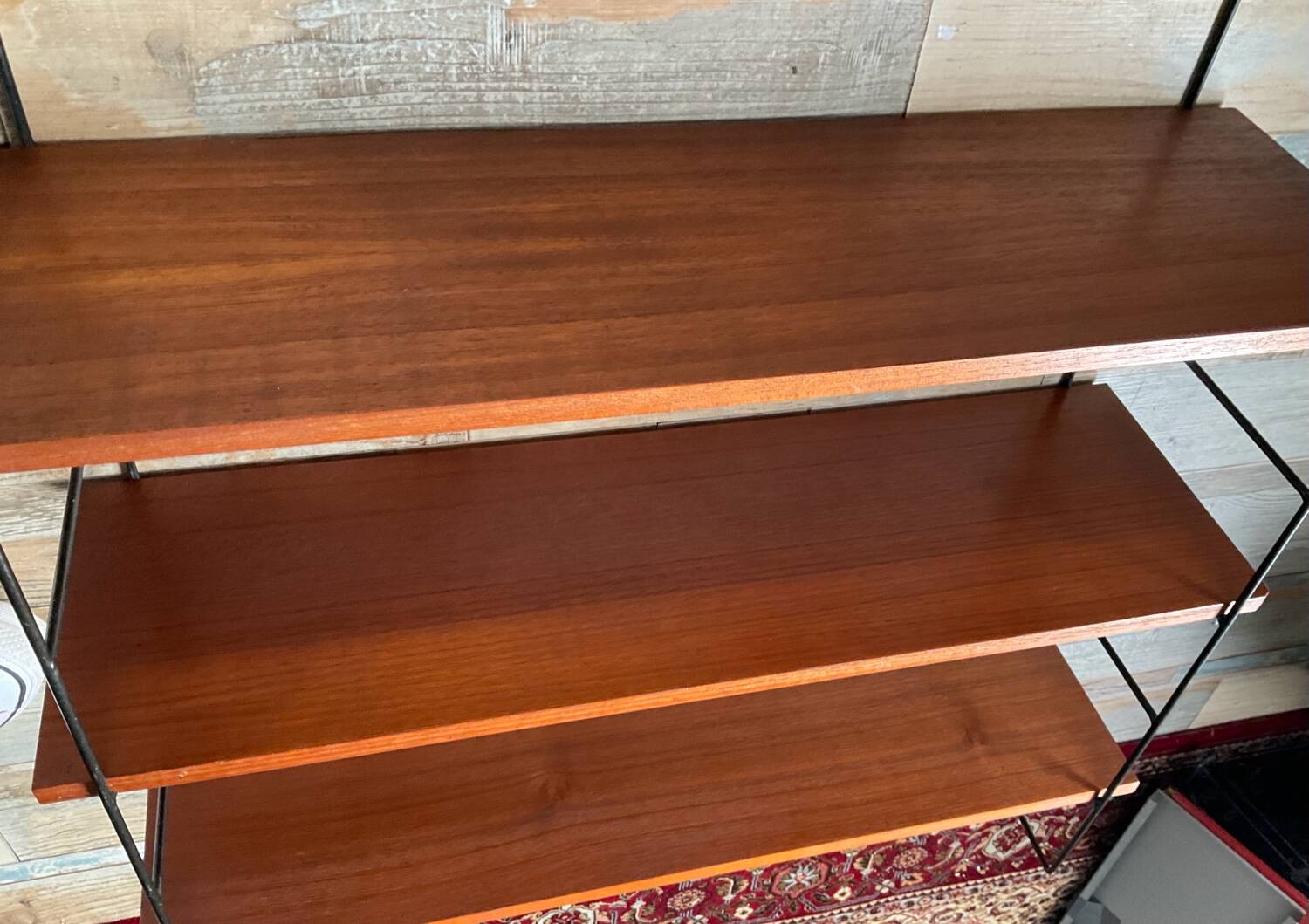 Vintage teak and metal shelf from the 60s