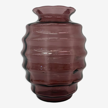 Vase Art déco Doyen en verre violet, années 1930
