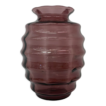 Vase Art déco Doyen en verre violet, années 1930