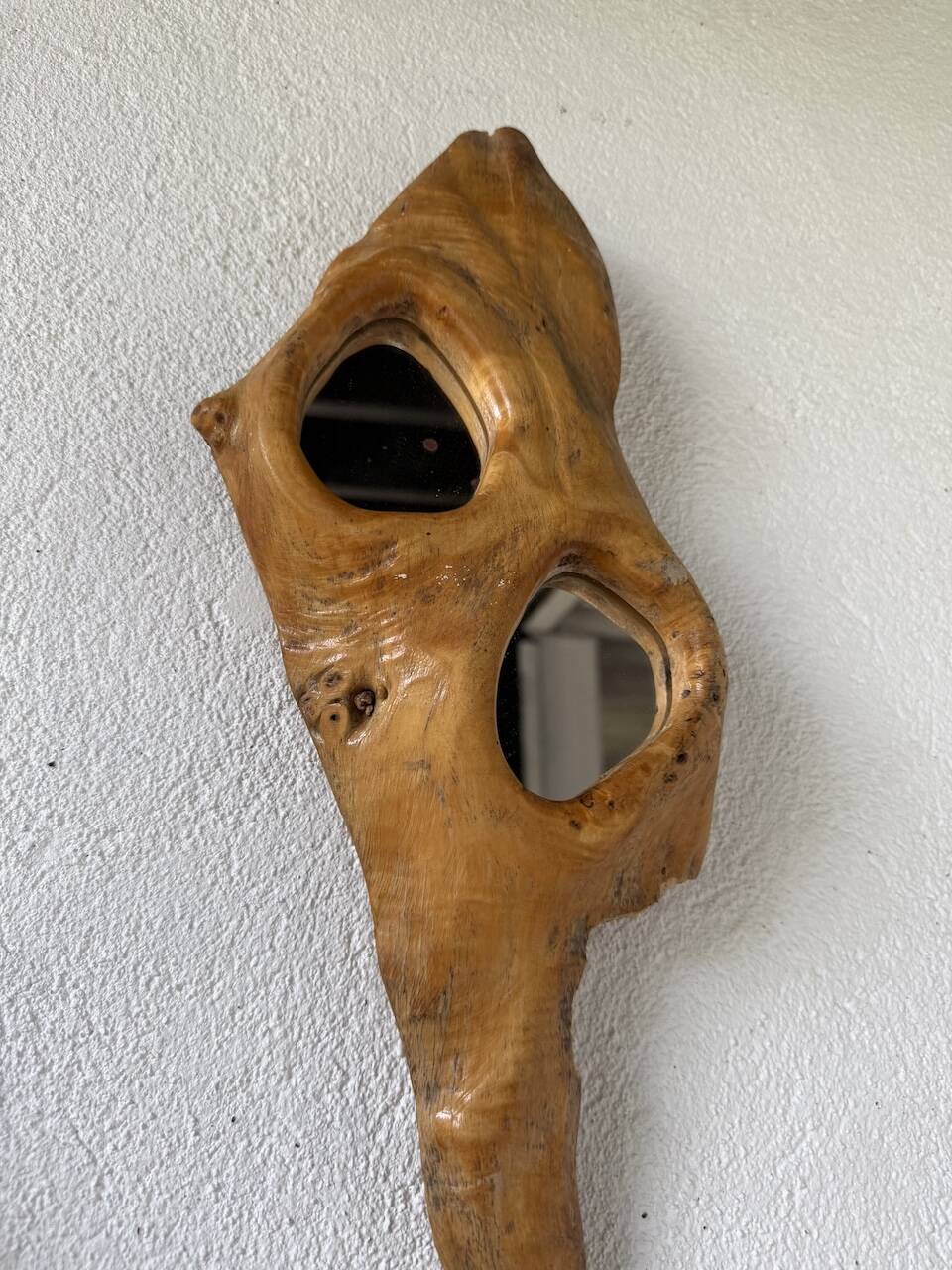 Set de 4 miroirs organiques brutalistes en bois années 50