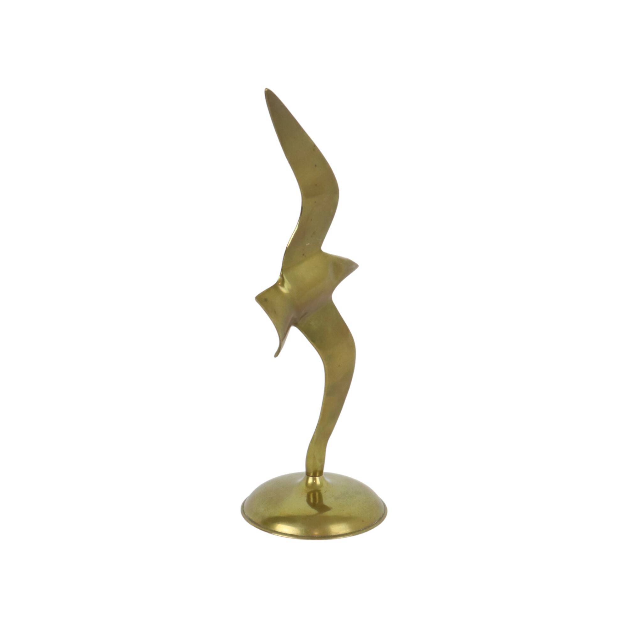 Statue d’oiseau de mouette en laiton, sculpture en cuivre, conception du milieu du siècle