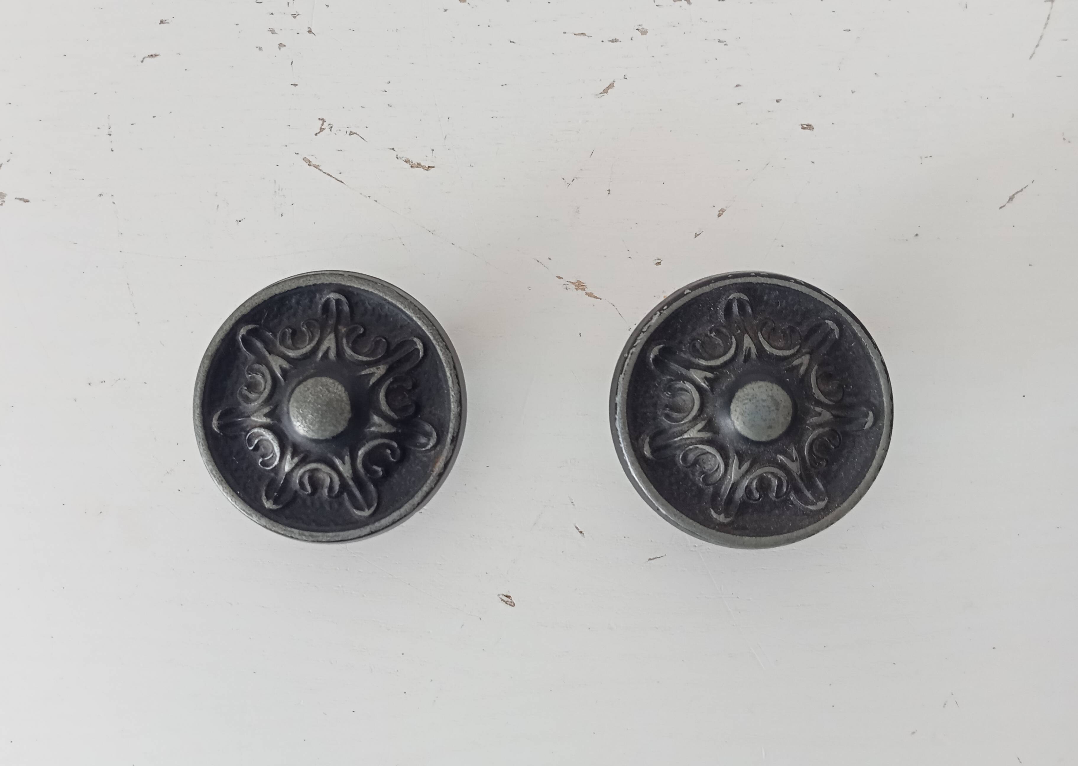 Pair of solid aluminium Victorian-style handles