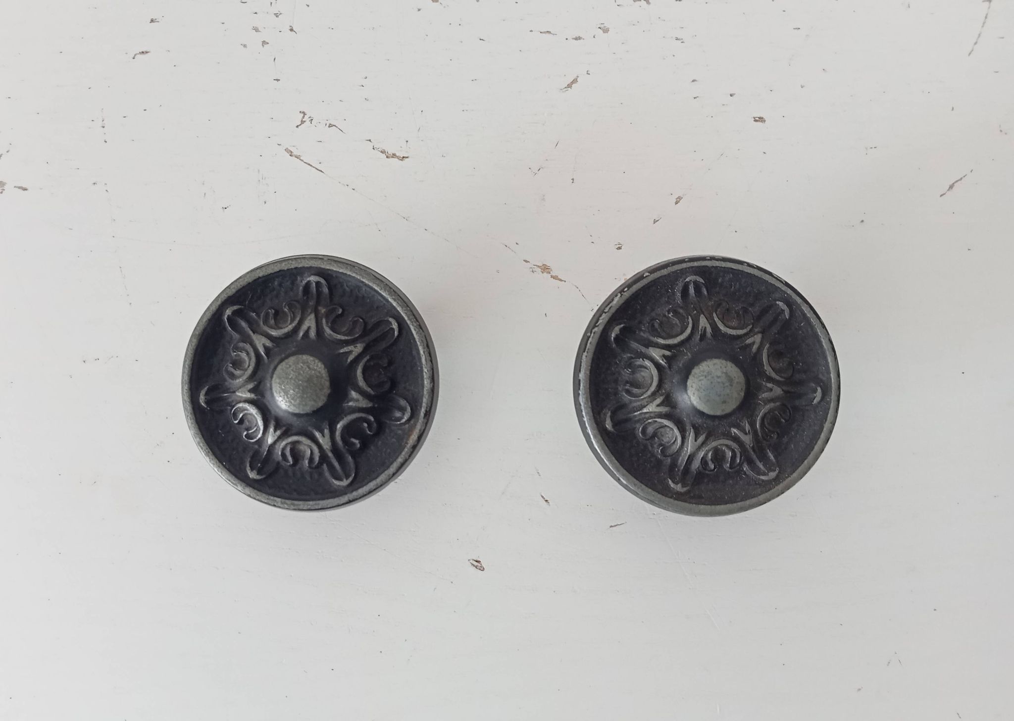 Pair of solid aluminium Victorian-style handles