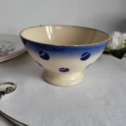 Antique Lunéville earthenware bowl KG with blue polka dots