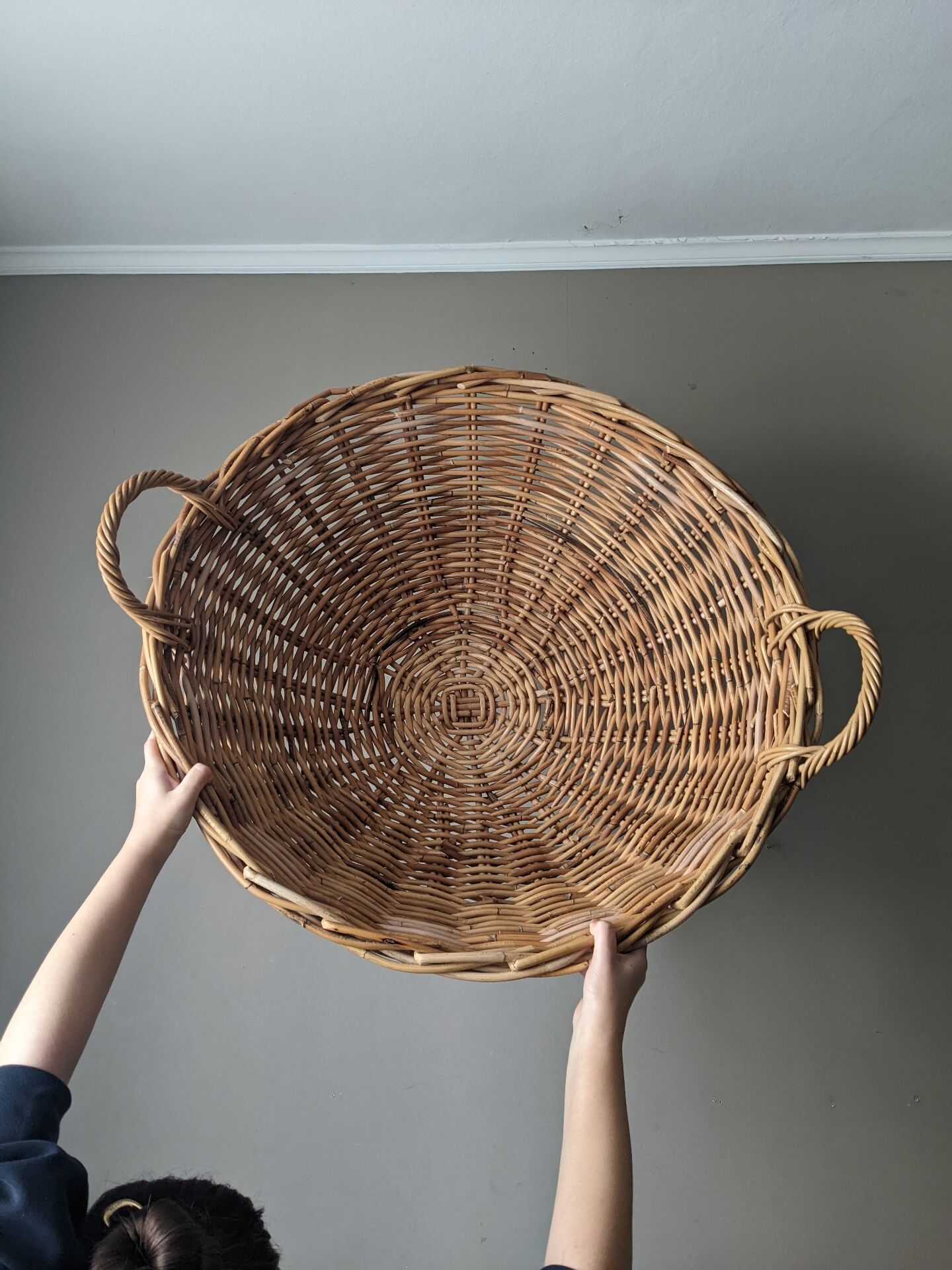 Vintage handmade wicker storage basket