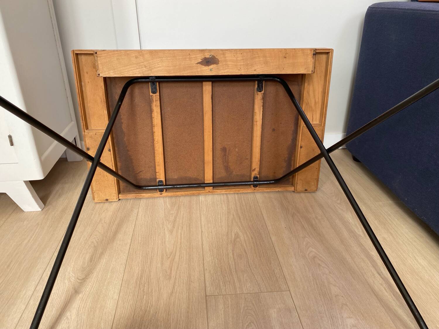 Vintage folding desk in wood and metal – 1960s