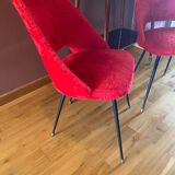 Pair of Pelfran moumoute barrel chairs, vintage from the 60s-70s, compass base.