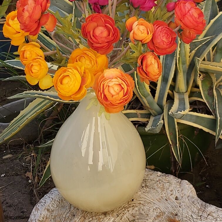 Murano vase in vintage cream glass 30 cm