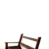 Brutalist-style three-seater sofa in solid elm from the 60s