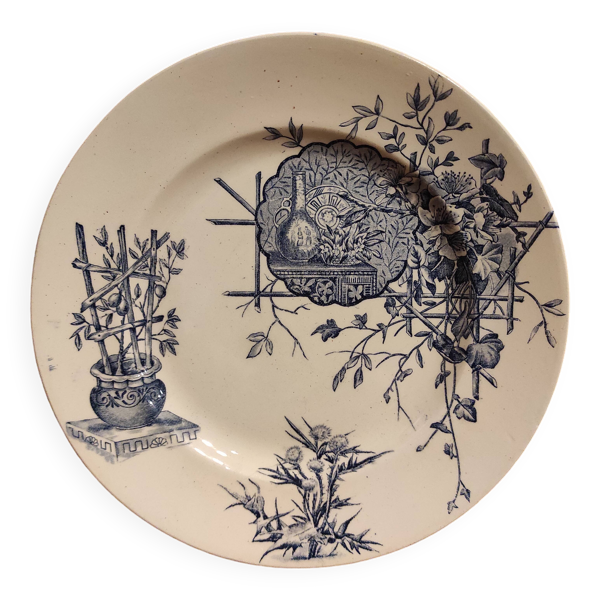 Français assiette vintage, R. Lafitte, Terre de Fer, Salins