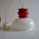 White and red opaline glass chandelier vintage 1970 space age