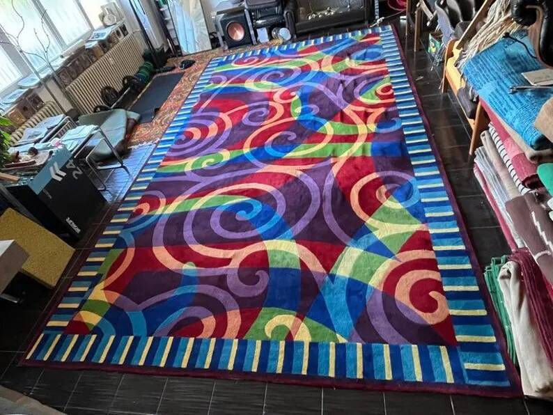 1980s XXL huge Design abstract high quality wool carpet/rug for Hilton hotel