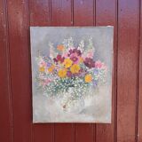 The summer bouquet of flowers, oil on old canvas