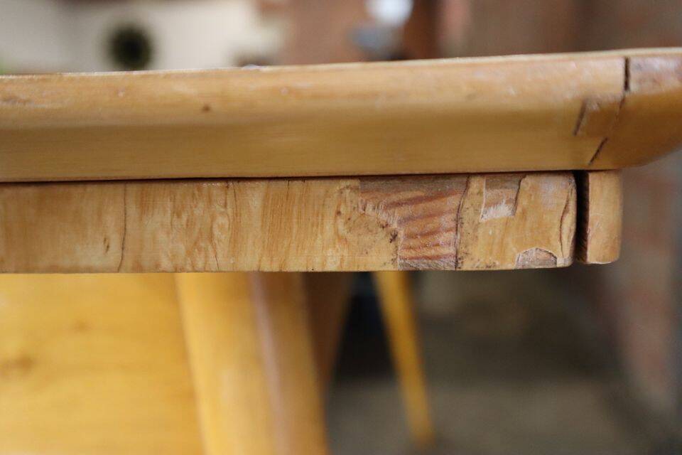 Vintage Scandinavian dining table made of Karelian birch