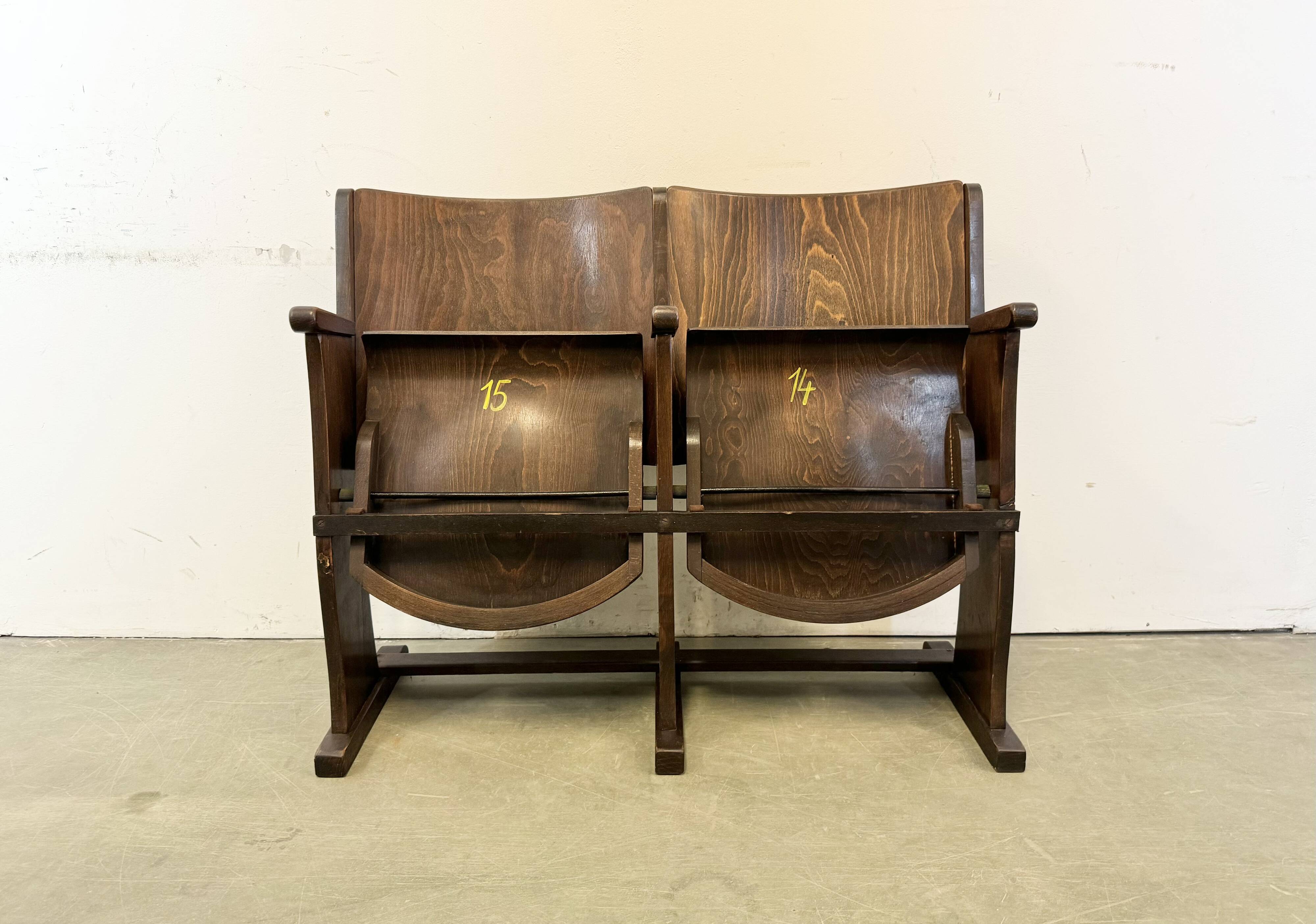 Vintage Two-Seat Cinema Bench from TON, 1960s