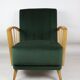 Fauteuil en velours d’olive, années 1970