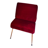 Fauteuil club vintage en velour rouge
