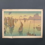 Lithograph by Henri Rivière The Sunset