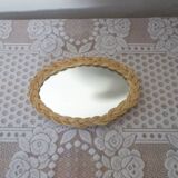 Small oval wicker mirror