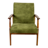 Chaise longue vintage en velours vert olive, années 1970