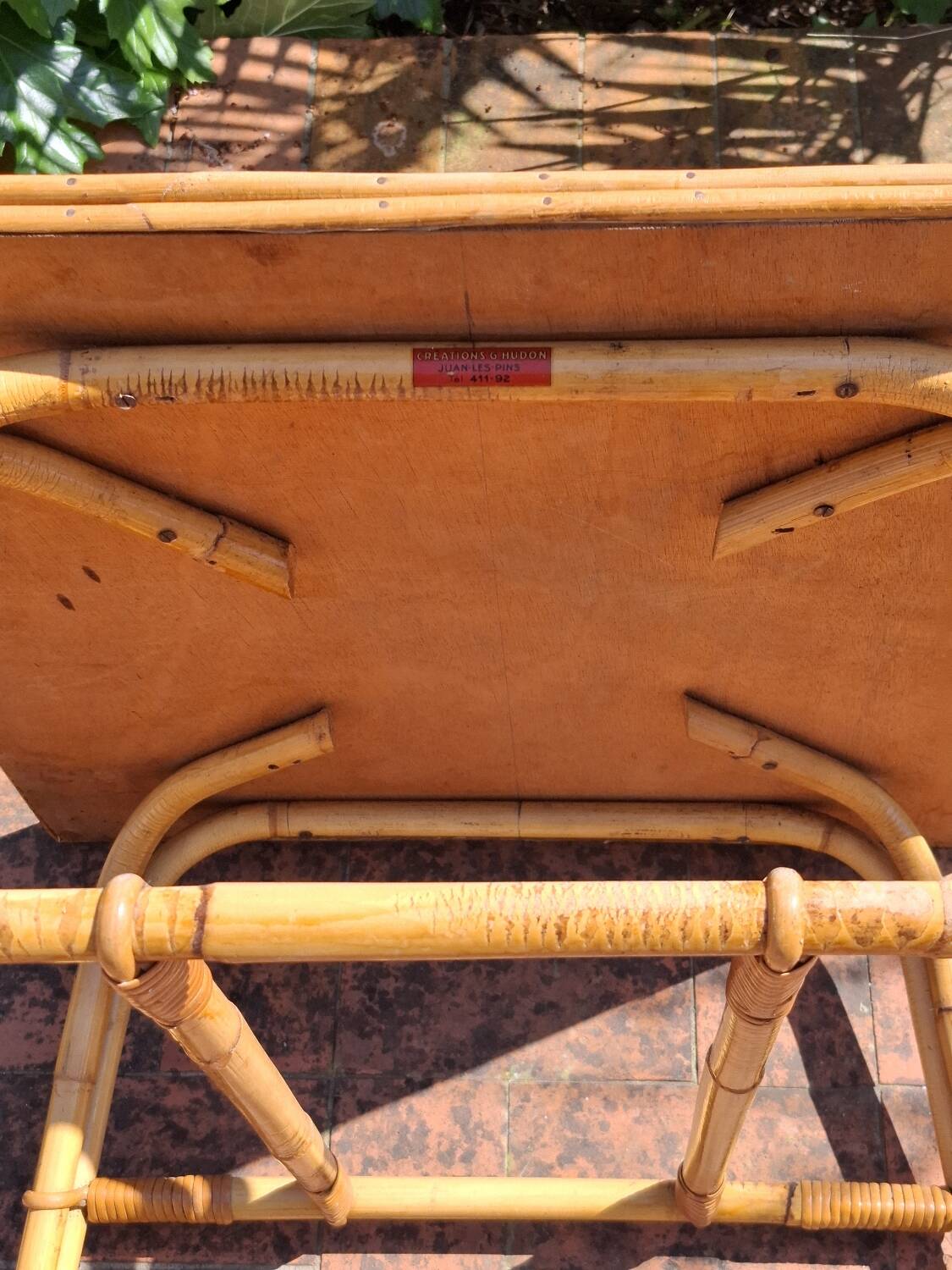 1960 signed rattan coffee table