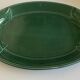 XXXL oval earthenware centerpiece dish with pearl decor, green covered, 1960s