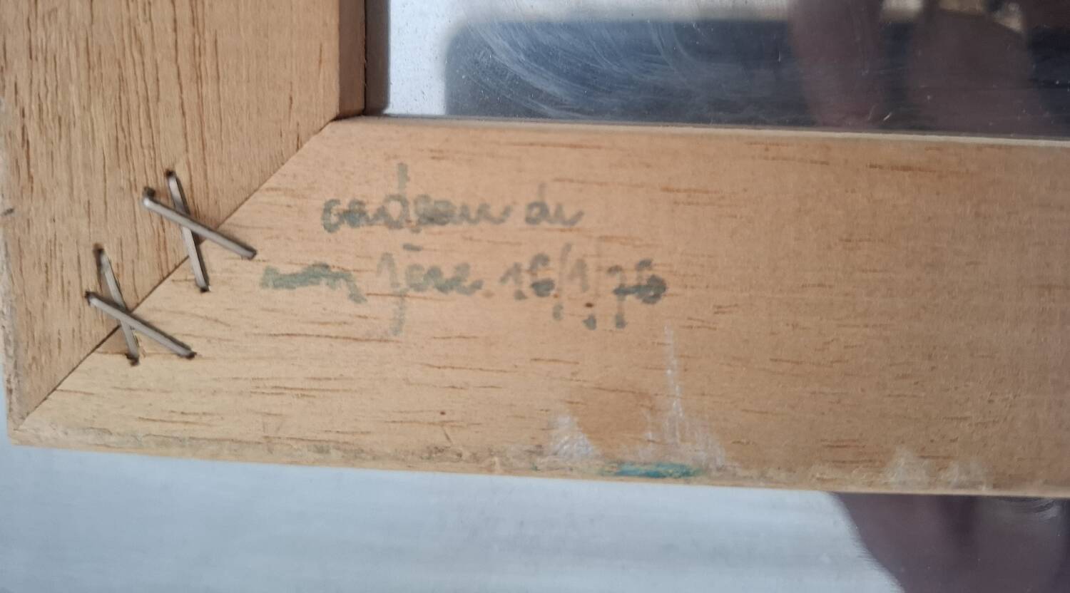 Silkscreen on brushed aluminium from the 1970s.