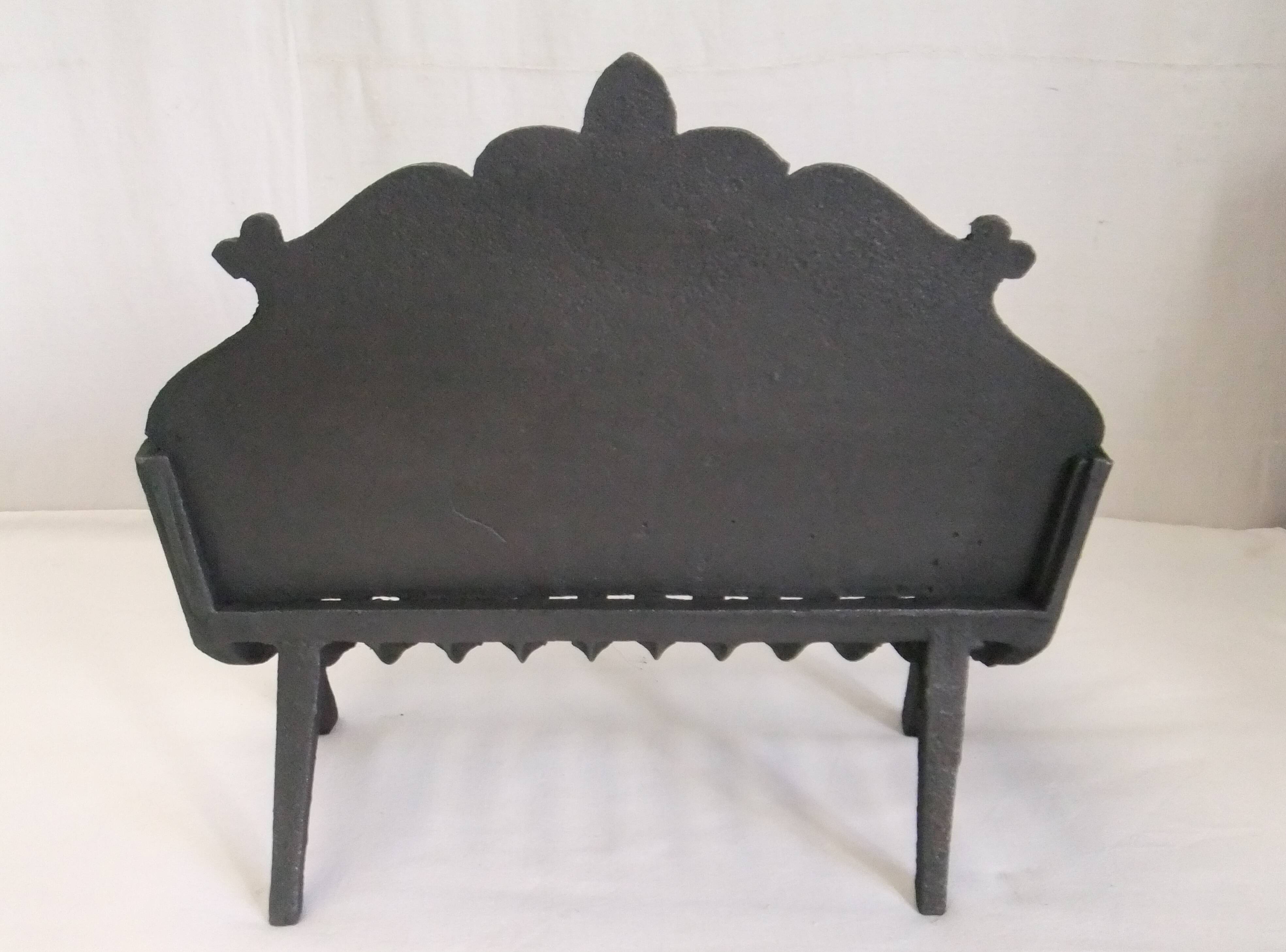 Old cast iron log holder andiron fireplace cornucopia pine cone