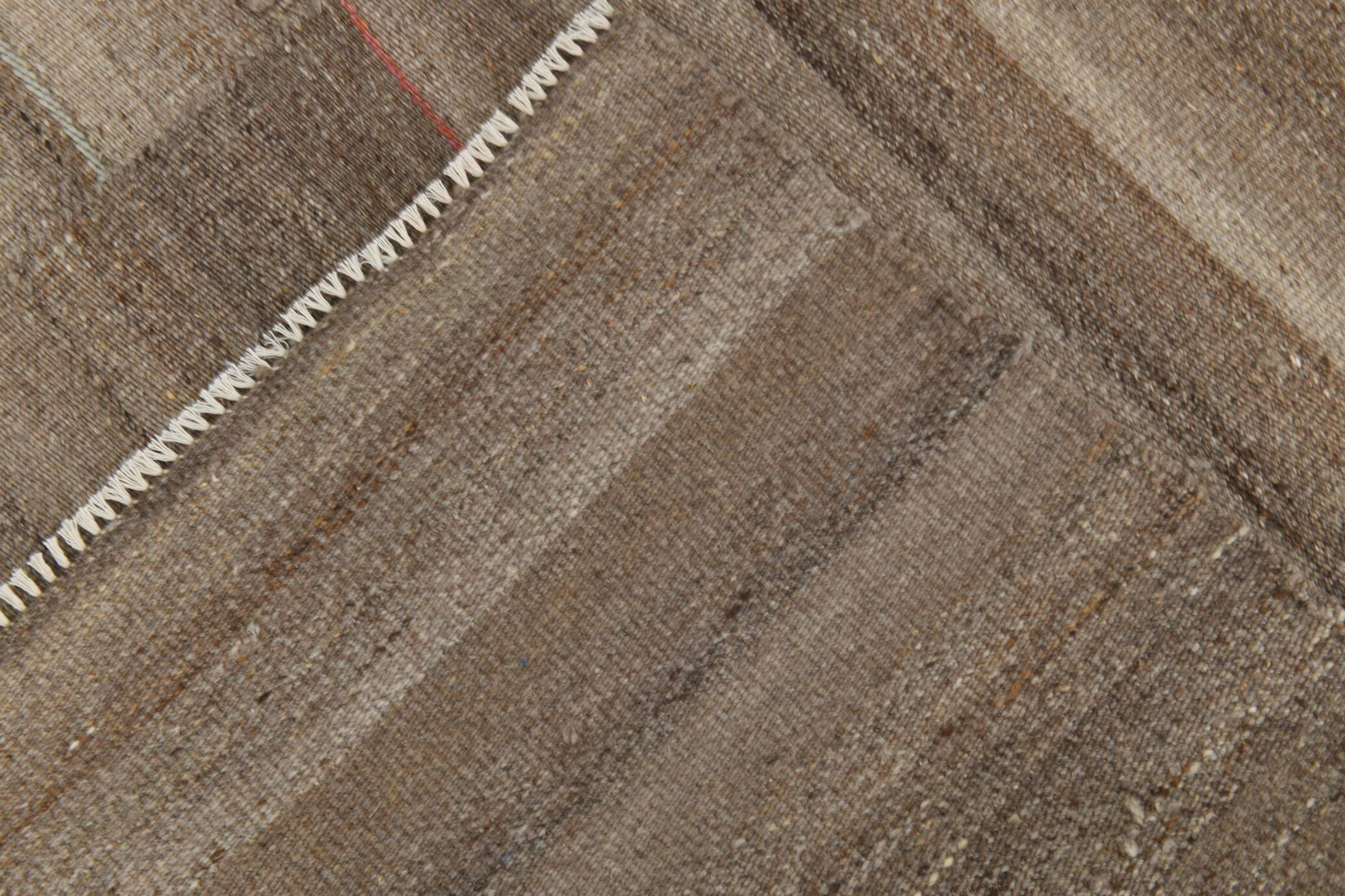 10x13 Turkish Brown & Bronze Handmade Kilim Rug, 303x386Cm