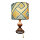 rustic chic turned wooden floor lamp, graphic linen lampshade