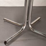 Round dining table in smoked glass and chrome-plated steel, Italy, 1970