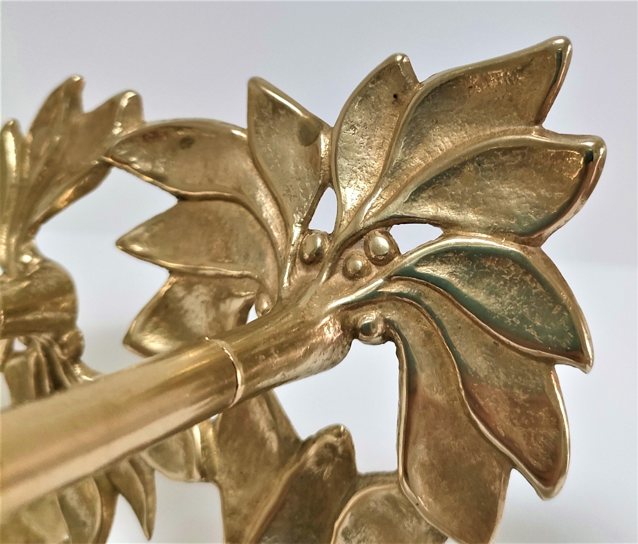 Pair of candlesticks solid brass vintage flowers