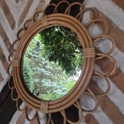 Miroir rotin vintage 1970