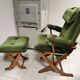 Vintage scandinavian style relax armchair + footrest adjustable tilt