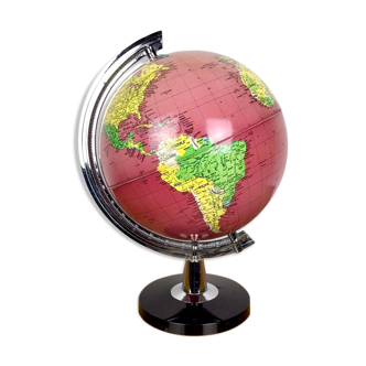 Bright globe vintage red background