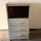Renovated grey-blue storm commode