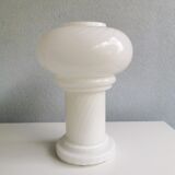 Paire de lampes champignon de verre blanc, 1980