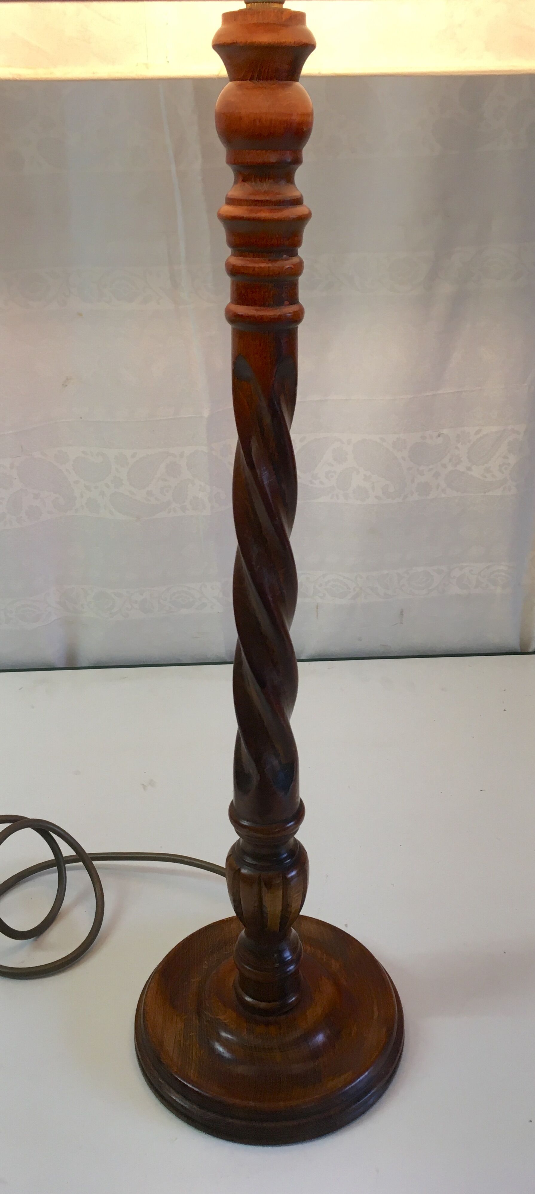 Solid wood-laying lamp turned - 60s