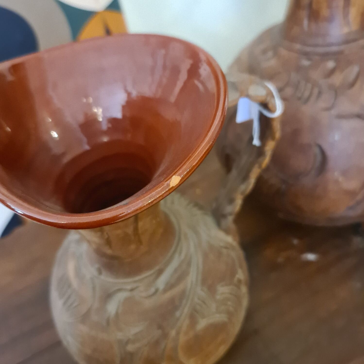 Set of carved terracotta pitchers