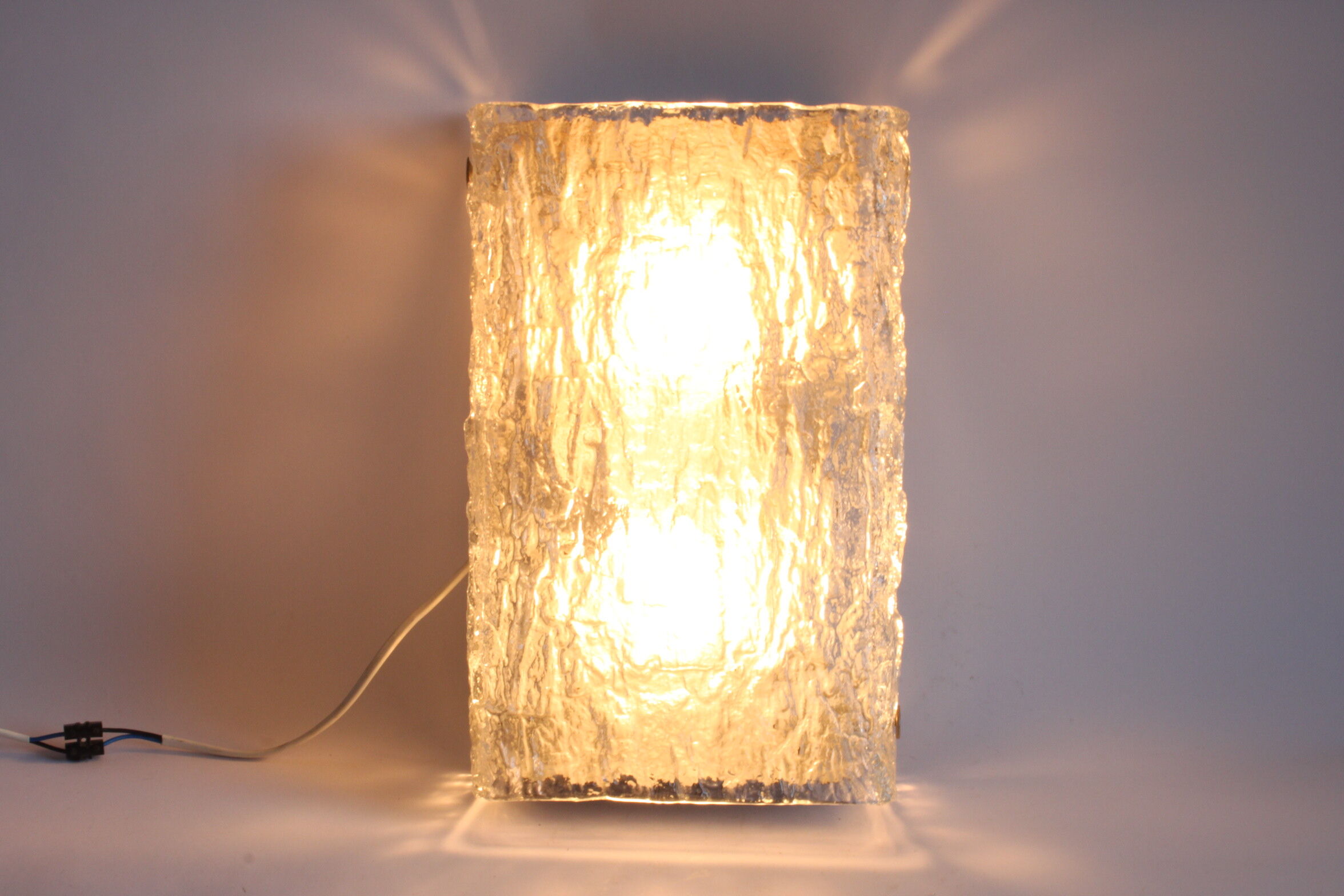 Ice glass wall sconce by Kaiser Leuchten, Germany 1960