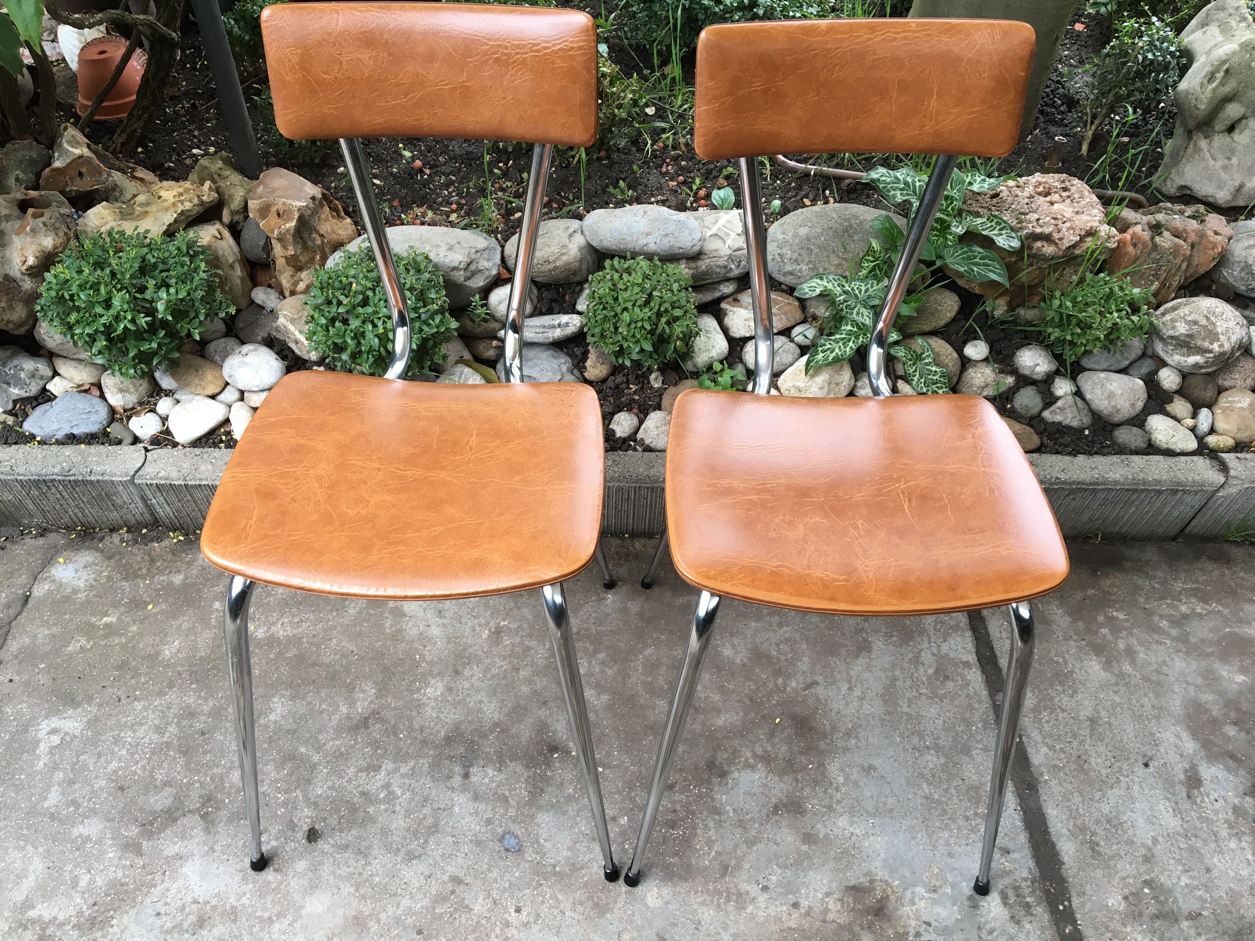 Vintage chrome and leatherette chairs