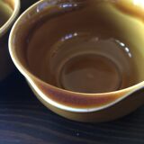 Set of 6 bowls and 6 matching plates in vintage brown